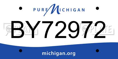 BY72972 Michigan License Plate