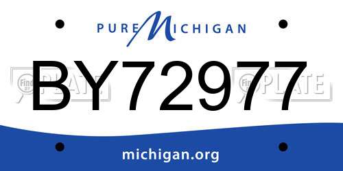BY72977 Michigan License Plate