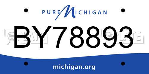 BY78893 Michigan License Plate