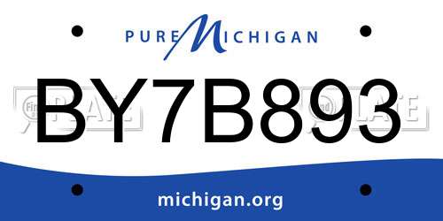 BY7B893 Michigan License Plate