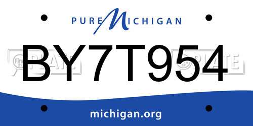 BY7T954 Michigan License Plate