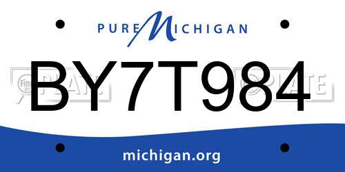 BY7T984 Michigan License Plate