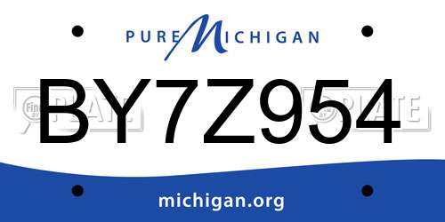 BY7Z954 Michigan License Plate