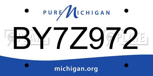 BY7Z972 Michigan License Plate