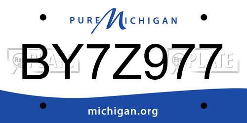BY7Z977 Michigan License Plate