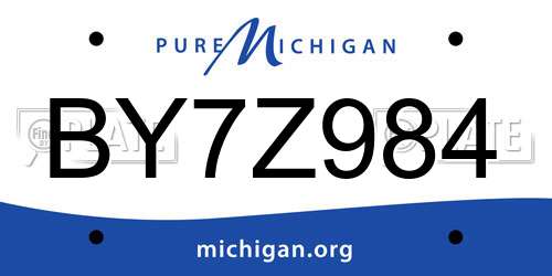 BY7Z984 Michigan License Plate