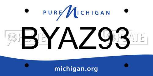 BYAZ93 Michigan License Plate