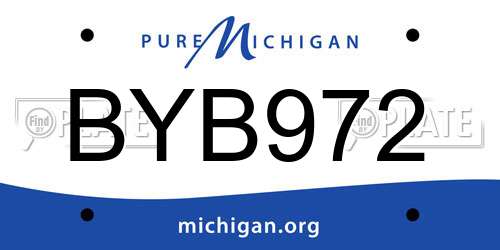 BYB972 Michigan License Plate