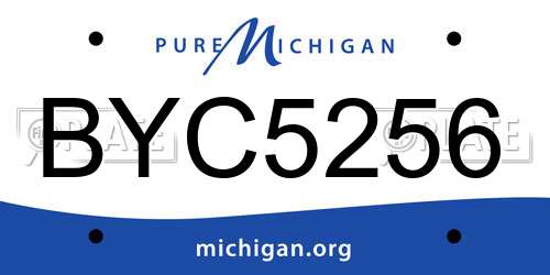 BYC5256 Michigan License Plate