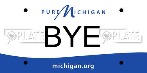 BYE Michigan License Plate