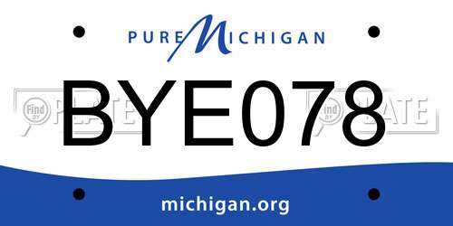 BYE078 Michigan License Plate