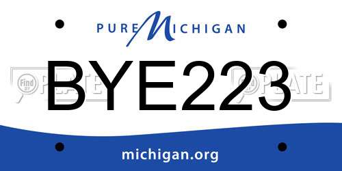 BYE223 Michigan License Plate