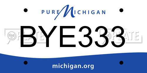 BYE333 Michigan License Plate
