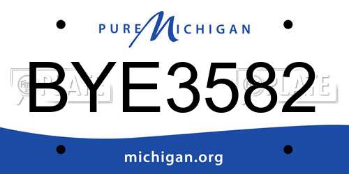 BYE3582 Michigan License Plate