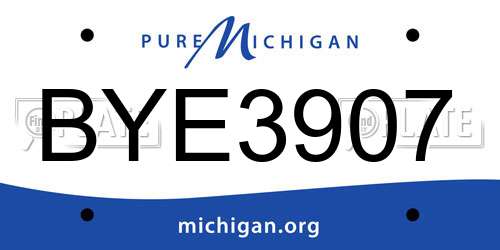 BYE3907 Michigan License Plate