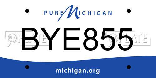 BYE855 Michigan License Plate