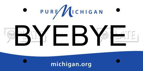 BYEBYE Michigan License Plate