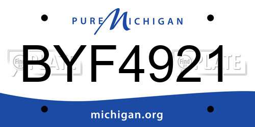 BYF4921 Michigan License Plate