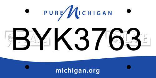BYK3763 Michigan License Plate