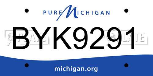 BYK9291 Michigan License Plate