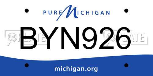 BYN926 Michigan License Plate