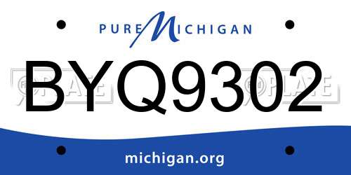 BYQ9302 Michigan License Plate