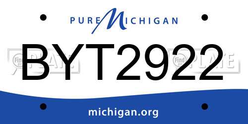 BYT2922 Michigan License Plate