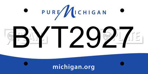 BYT2927 Michigan License Plate