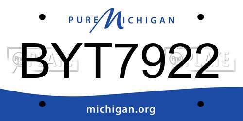 BYT7922 Michigan License Plate