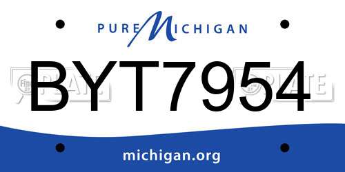 BYT7954 Michigan License Plate