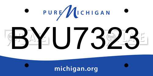 BYU7323 Michigan License Plate