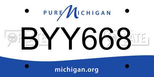 BYY668 Michigan License Plate
