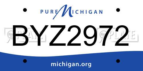 BYZ2972 Michigan License Plate
