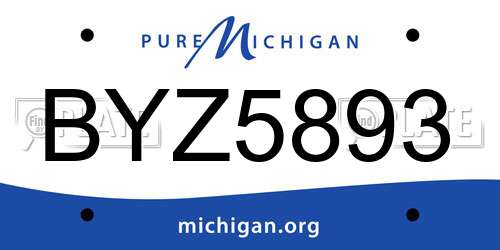 BYZ5893 Michigan License Plate