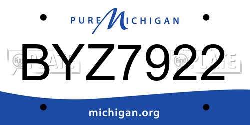 BYZ7922 Michigan License Plate