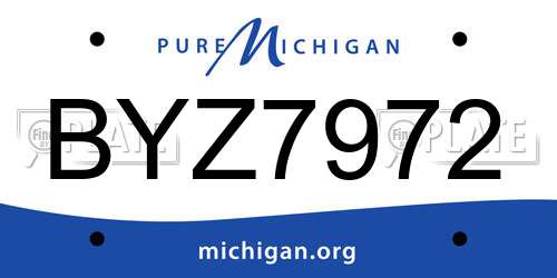 BYZ7972 Michigan License Plate
