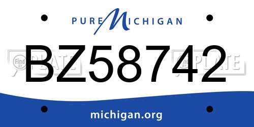 BZ58742 Michigan License Plate