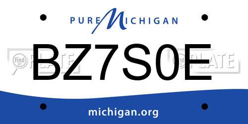 BZ7S0E Michigan License Plate