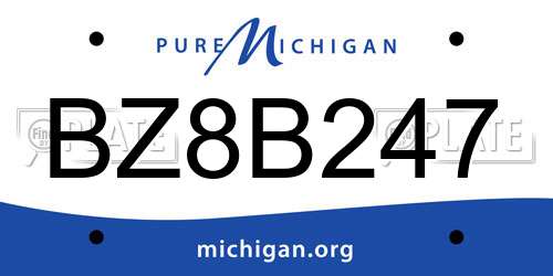BZ8B247 Michigan License Plate