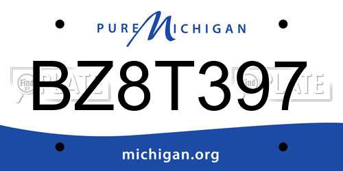 BZ8T397 Michigan License Plate