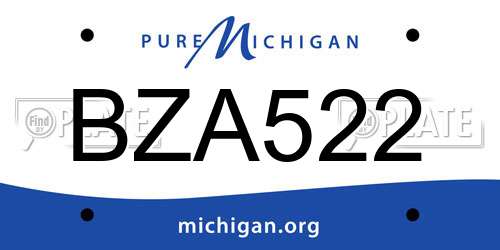 BZA522 Michigan License Plate