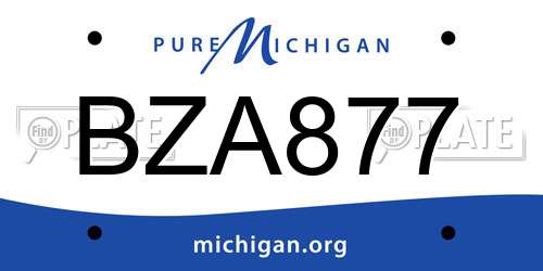 BZA877 Michigan License Plate