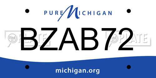 BZAB72 Michigan License Plate