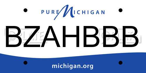 BZAHBBB Michigan License Plate