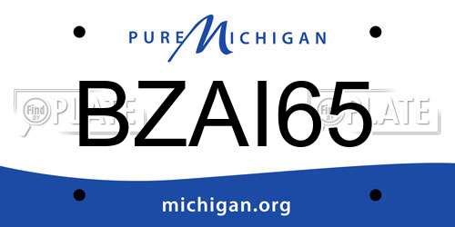 BZAI65 Michigan License Plate