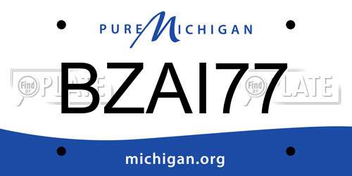 BZAI77 Michigan License Plate