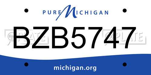 BZB5747 Michigan License Plate