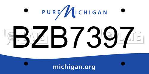 BZB7397 Michigan License Plate