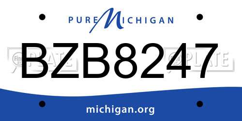 BZB8247 Michigan License Plate
