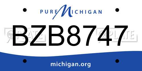 BZB8747 Michigan License Plate